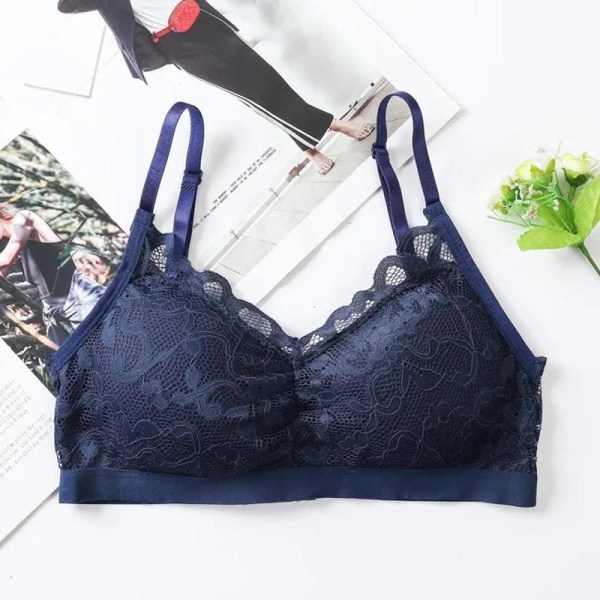 Dame Mode Blonde Blomst Ryg Stretch BH Sømløs Push-up BH Uden Stålring Saml Tynd BH Red L