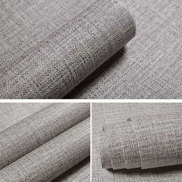 Itseliimautuva tapetti, yksivärinen tekstuuri, vinyylitapetti, harmaa Grey