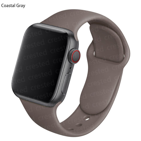 Silikonrem for Apple Watch-bånd 44mm 40mm 38mm 42mm Correa Iwatch Serie Se 6 5 4 3 Armbånd Apple Watch Series 7 45mm 41mm Coastal Gray 42 44 45 mm M-L