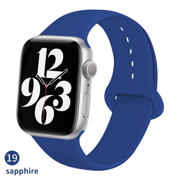 Silikonerem til Apple Watch rem 6 44mm 42mm 40mm 38mm Smart gummi urrem armbånd iWatch rem til Series 6 SE 5 4 3 2 se Sea Blue 42MM or 44MM ML