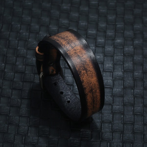 Retro Armband i Nötskinn Enkelt Läderornament för Män Retro Brown