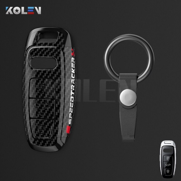 ABS Kolfiberstil Bilnyckelfodral Skal Fob För A3 A4 A5 C5 C6 8P 8L B6 B7 B8 Q3 Q5 Q7 A6 A7 4M 8S B9 A8 Q8 C8 TT C set 1