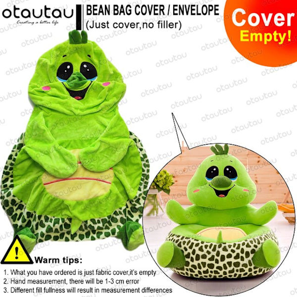 Barn Tecknad Sofföverdrag Sittsäck Stol Söt Puff Ottoman Fåtölj Soffa Mjuk Sammet Golvsits Puff Futon Barnmöbler Gåva green giraffe
