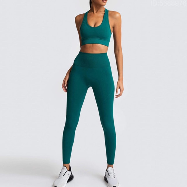 Yoga Sæt Dame Leggings + BH'er Dame Træningstøj Sportsdragter 01Gray Set L