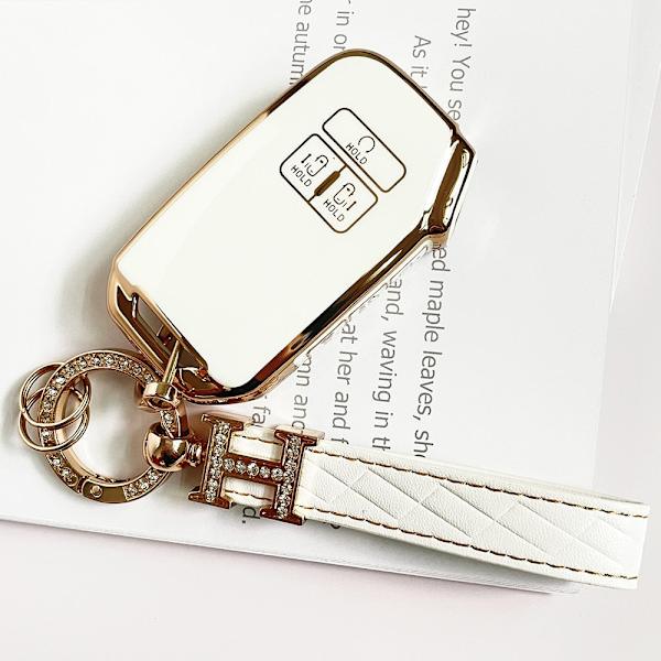 UUSI 7-painikkeinen TPU-auton avaimenperäkotelo Kia Carnival 2021 2022 -malleille, kultareunainen avaimenperä, korkealaatuinen avaimenperä Key ring