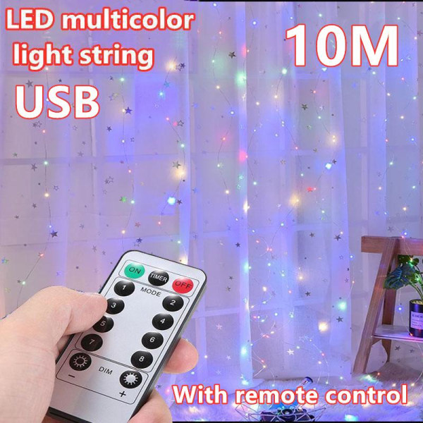 LED Fjärrkontroll Girlang Koppartråd Fairy Light för Vattentät Lysande Utomhusdekoration Ljus Warm white 20M
