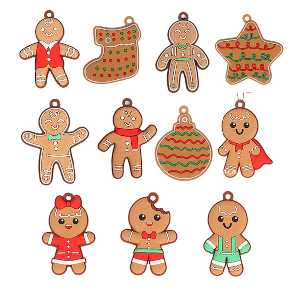 Jul Pepparkaksgubbe PVC Jul Ny Dekoration Julgran Pepparkaksgubbe Snöflinga Hänge Julprodukt jbr16
