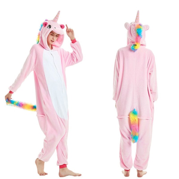 Vinter Dam Herr Unisex Vuxen Söt Tecknad Apa Onesies Djur Pyjamas Stitch unicornio Enhörning Flanell Sovkläder Brown Monkey S (Height 148-158CM)