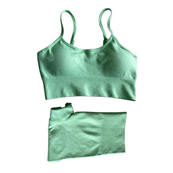 Yoga Set Sportdräkt Träningskläder Aktiv Outfit Fitness Gymset för Kvinnor Green Set3 L