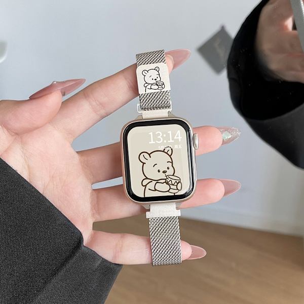 Klockarmband för Apple Watch iWatch för 1/2/3 42mm Stjärnljusfärg Honey Pot Winnie enkelrem