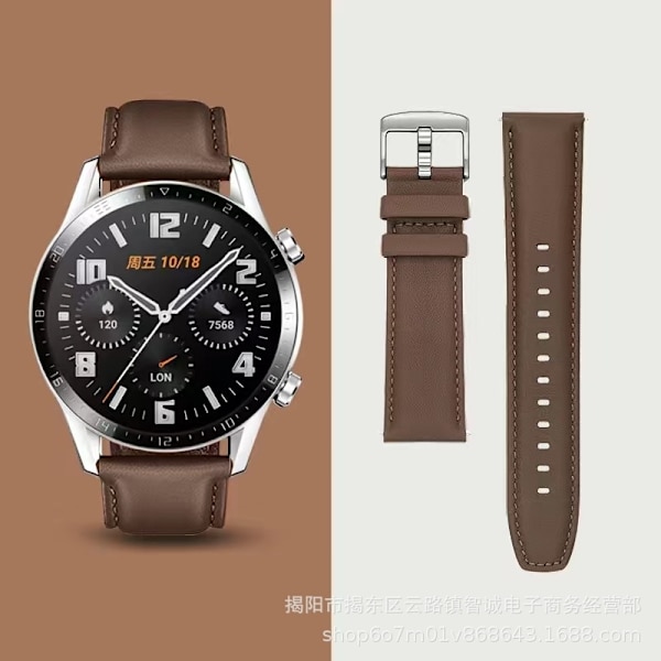Klockarmband för Apple Watch iWatch 38/40/41mm gränssnitt s10 42mm mörkbrun/silverspänne GT2 dubbelsidigt läder