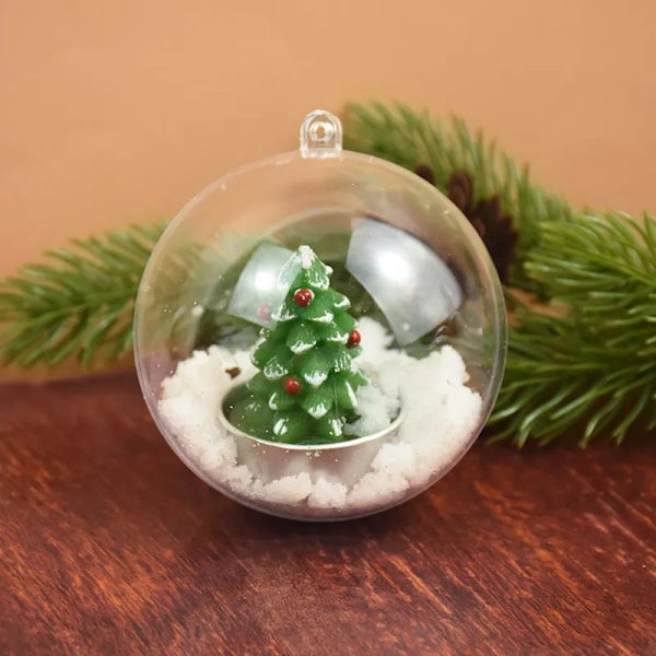 4-10CM Jul Transparent Boll Plast Fyllbar Julgranskula Hängande Ornament Dekoration för Hem Bröllopsfest Presentförpackning Transparent 2PCS 10CM