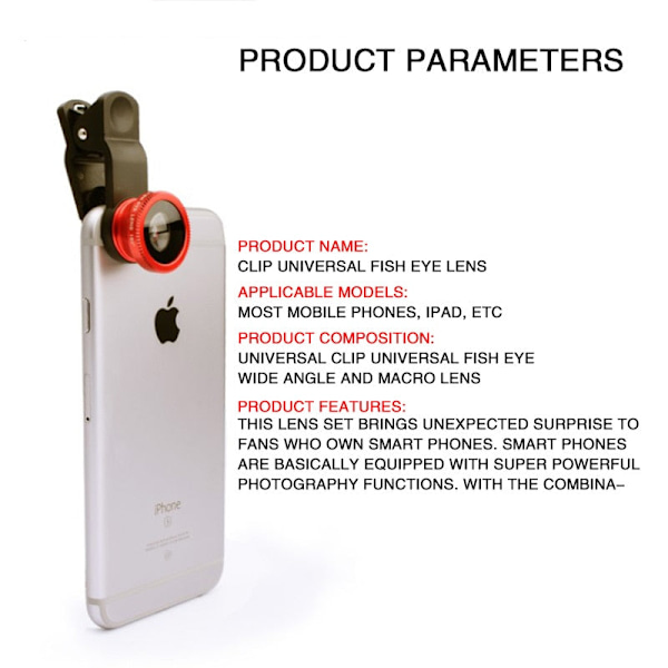 3-i-1 Fisheye Vidvinkel Mikro Kameralins för iPhone Xiaomi Redmi 3-I-1 Zoom Fisheye-lins på Smartphone-linser med Telefonklämma Silver