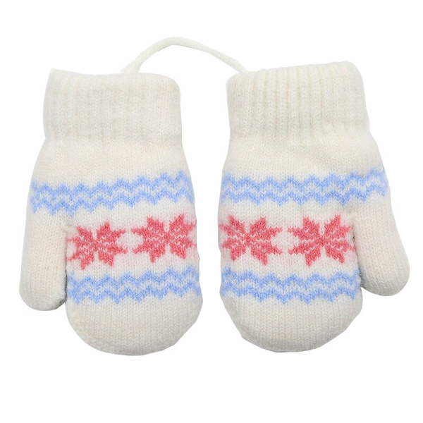 Warmom Vinter Barnhandskar Nya Barn Små Snöflingor Alpackaull Tjocka Varma Stickade Vantar Nyfödda Babyhandskar Vantar Navy