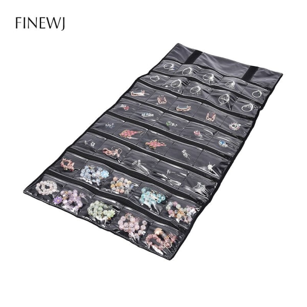 Bärbar Rese Smyckesdisplay Bärväska Dragkedja Rullväska Örhängen Hänge Halsband Kedja Förvaringsfodral Armband Gitter Organiserare 8 Grids Bag Grey