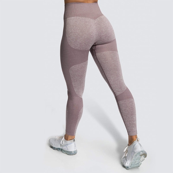 Europeiska och amerikanska sömlösa höftlyftande fukttransporterande yogabyxor Sportkläder Fitness Hip-showing tights för kvinnor 9154AB pants-light purple S