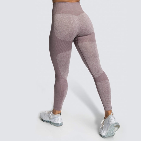 Europeiske og amerikanske sømløse hofteløftende fukttransporterende yogabukser, sportsklær, treningsbukser, hofteshowende tights for kvinner 9154AB pants-light purple L