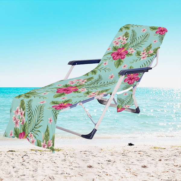 Tropiska Växter Mikrofiber Strandstolsöverdrag Handduk Med Ficka Utomhus Snabbtorkande Bärbar Trädgård Pool Lounge Stol Filt 17 73x210cm