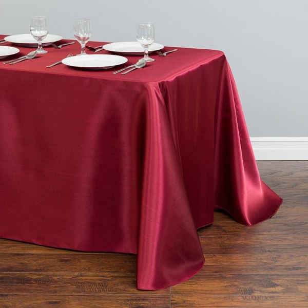 Vit duk polyester bordsduk rektangulär satin duk för födelsedag Jul hem party dekoration bröllop tillbehör Burgundy 145x180cm