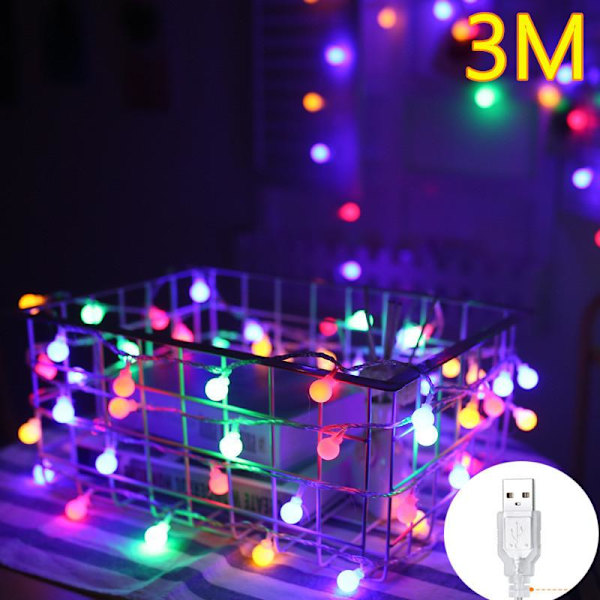 6M Körsbärsbollar Ljusslinga Dekorativa Lampor Batterilåda Bröllop Jul Utomhus Uteplats Girlang Dekoration Warm white 3M
