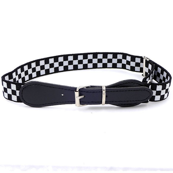 Tyttöjen koristeellinen joustava karkkivärinen solkivyö lapsille ja vauvoille Black and white plaid 60-80cm