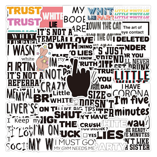 50 st Ej Upprepande Zhang Inspirerande Korta Meningar Graffiti Stickers Vattentäta Bagage Notebook Stickers Valentine's Day-50PCs