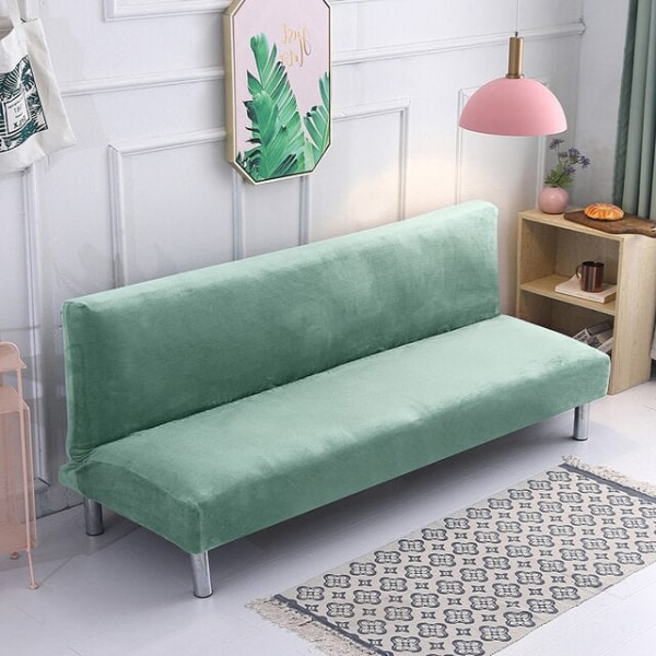 Plysjstoff Fold Armløs Sovesofa Trekk Sammenleggbart setetrekk Tykkere trekk Benk Sofabeskyttelse Elastisk Futon Trekk vinter Red S Size