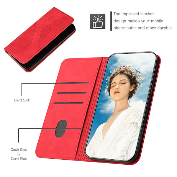 Samsung Galaxy S20 Fe Etui, PU Læder Flip Cover Magnetisk Lukning Tegnebog Kort Slots Stand Etui Red