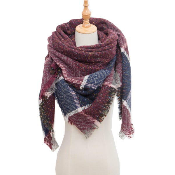 Ny Höst- och Vinter Sjal Cirkel Garn Borst Förtjockad Rutig Fyrkantig Halsduk Kappa scarfgirl1058SF 135cm