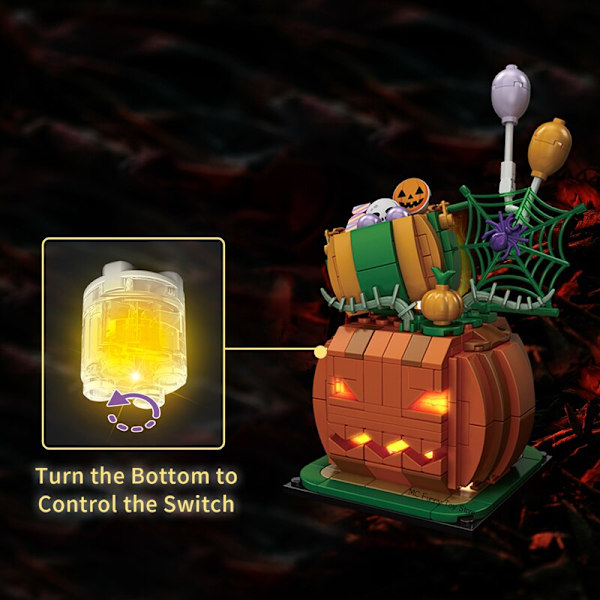 Glædelig Halloween Græskar Lysende Hytte Klods Sæt Kreative Græskar Spøgelser Festhuse Model Byggeklodser Børn Drenge Legetøj Gaver Four sets with box