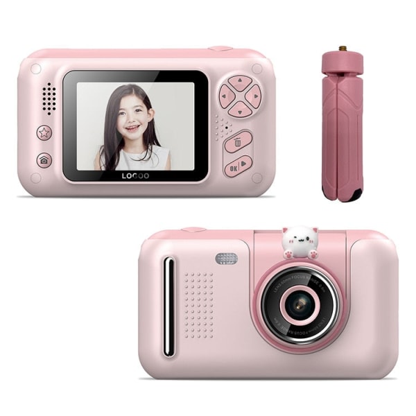 Handhållen kamera Barnkamera Stativ 2,4'' HD-skärm Barn Digitalkamera Videoinspelare Leksaker för barn Baby Girl Födelsedagspresent Pink