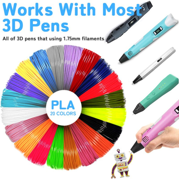 DIY 3D-penna för barn 3D-utskriftspennor Ritpennor med PLA-filament Nyhetspresent till barn Födelsedagsjulklapp PLA Filagment 100m filament