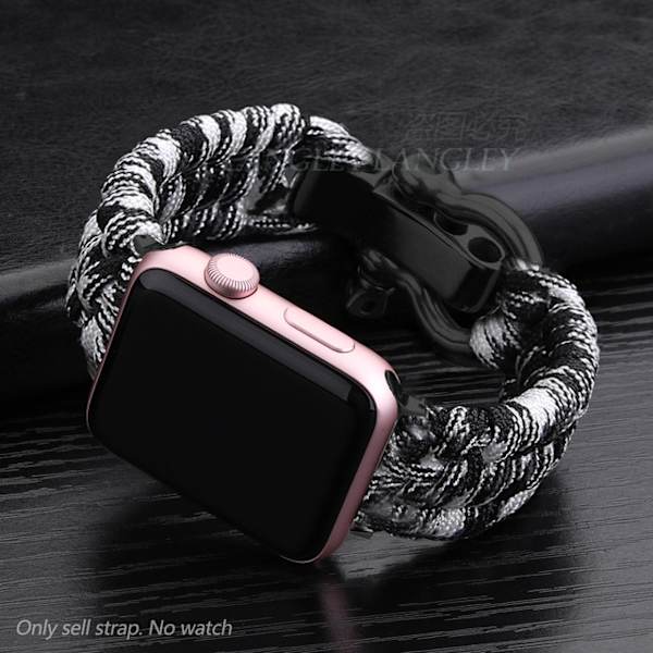 Kellon ranneke Apple Watch iWatch 38/40/41mm M-koko mustavalkoinen naamiointi