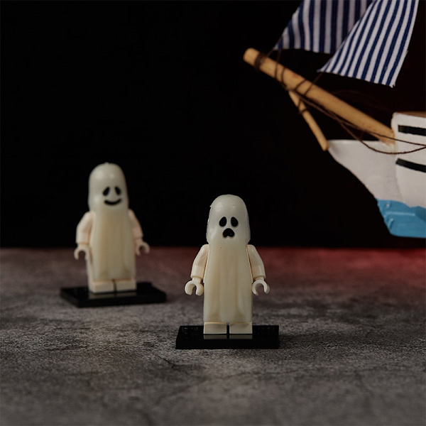2 kpl/setti Kauhu Halloween-sarjan rakennuspalikat Valoisa hymyilevä &amp; itkevä aavemalli Toimintahahmot Pienet palikat Lelut lapsille Default Title