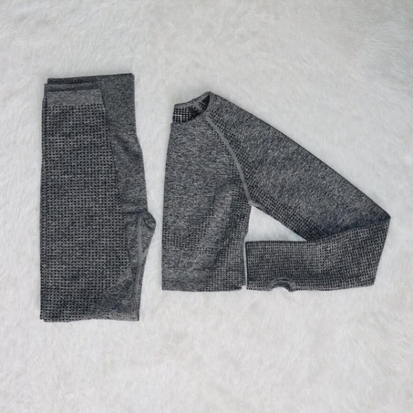 Yoga Sæt Fitness Sportsdragter Træningsdragt Top Højtaljede Leggings Til Kvinder dark gray M