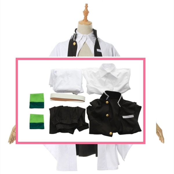 Voksen Barn Demon Slayer Kimetsu no Yaiba Anime Kimono Kanroji Mitsuri Cosplay Kostyme A4 Costume wig S