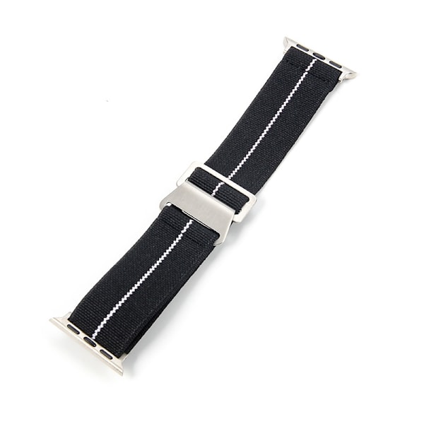 Kellon ranneke Apple Watch iWatchille, liittimen koko 42/44mm, musta ja valkoinen terässolki