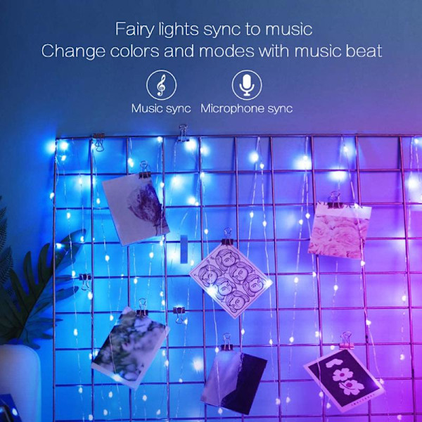 LED Fairy Julbelysning USB-driven Bluetooth Musik Ljusslinga Vardagsrum Trädgård Bröllop Nyår Party Dekoration Girlang Multicolor 2m 20leds