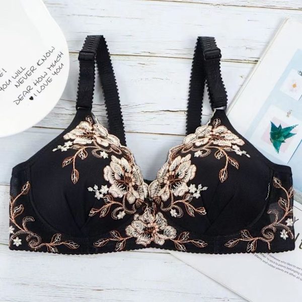 Push Up BH för Kvinnor Spets BH Sexig Bralette Utan Bygel Underkläder Mjuka Sömlösa Behåar Black 38/85C