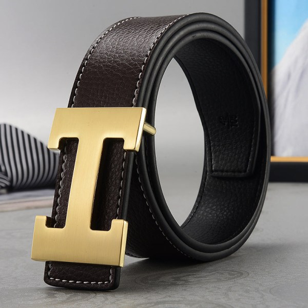 Bälte Herr Casual Trendig All-Match Medelålders Personer Ungdomsbyxor Bälte Black gold buckle 105cm