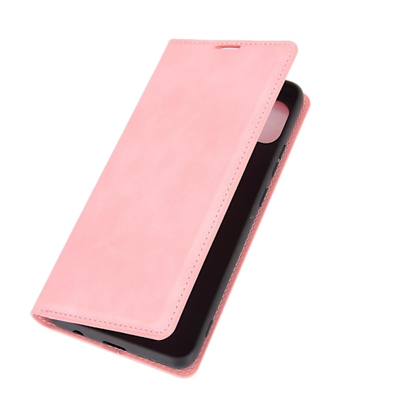 Magnetiskt läderfodral med sugpropp i TPU för Motorola Moto G 5G Pink