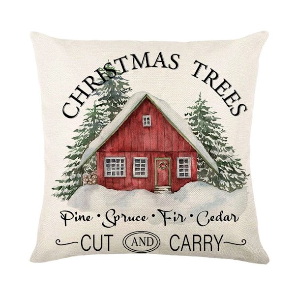 Merry Christmas Kuddfodral 45x45cm Prydnadskudde Vinter Juldekorationer för Hem Träd Hjort Soffa Kuddfodral 3
