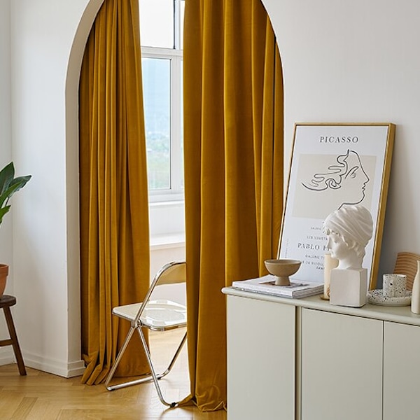 Retro Broderi Vit Spets Tjejig IG Vardagsrum Dekorativ Gardin Sovrum Balkong Sammet Högkvalitativa Mörkläggande Lyx Gardiner Turmeric Curtain W100cm H150cm 1pc