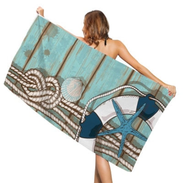 Ocean Series Kreativt Print Badehåndklæde Udendørs Hurtigtørrende Svømning Surf Vand Sport Håndklæde Yoga Måtte Strandstol Betræk Tæppe 3 80x160m