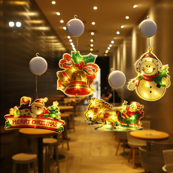 Vindusklistremerker Hengende Lys Juledekorasjonslys Utstillingsvindu Butikk Led Sugekopplampe Små Fargede Lys Family photo (10 small and 3 large)