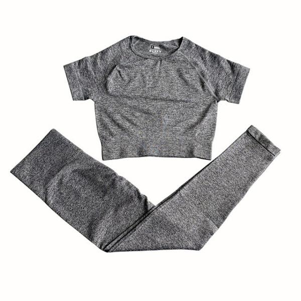 Yoga Sett Sportdrakt Trenings Active Antrekk Fitness Gym Sett For Kvinner Long Gray Set8 S