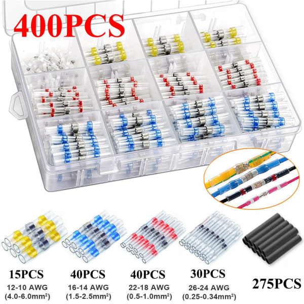 800/400/200 STK. Krympeflex Konnektor, Loddetætningsledningskonnektorer og Krympeflex Butt Crimp Konnektorer Elektriske Ledningsterminaler As photo 400Pcs