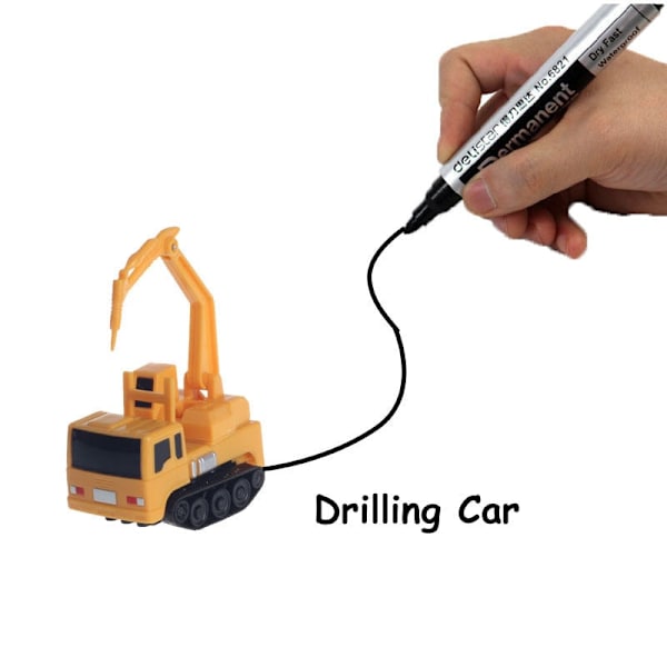 Magiska spårleksaker induktiv tankbil modellbil robot pingvin som följer linjen du ritar intelligensutveckling barnleksak Drilling Car