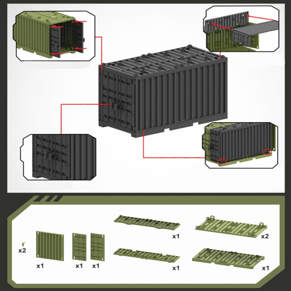 MOC Sotilaallinen Kontti Palikat Tiilet Laatikko Pojille WW2 Sota Tukikohta Tekninen Rakennus Tiilet Luova DIY Juguete Bloques Brinquedos 2weaponbox-brown