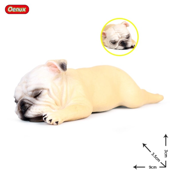 Oenux Bedårande Fransk Bulldog Djur Söt Valp Sovande Lat Hund Actionfigurer Modell Figurin PVC Heminredning Leksak för Utbildning without box11